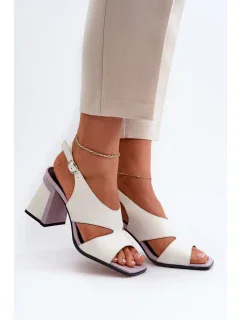 Dámské sandály na vysokém podpatku bílé D&A