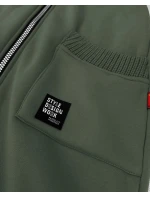 Šedozelená dámská mikina se svetrovými vsadkami LHD (AMG-172A)