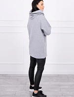 Tunika na zip s kapucí Oversize šedá
