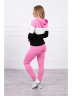 Barevná pruhovaná souprava světle růžová+ecru