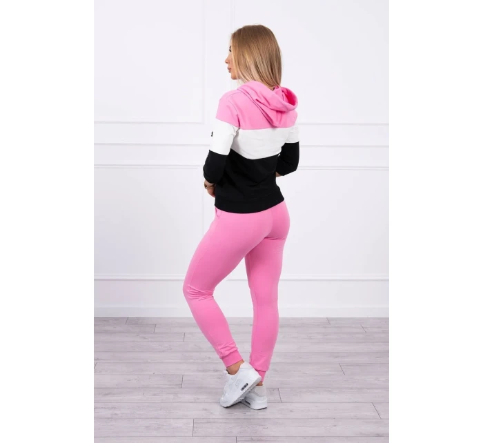 Barevná pruhovaná souprava světle růžová+ecru