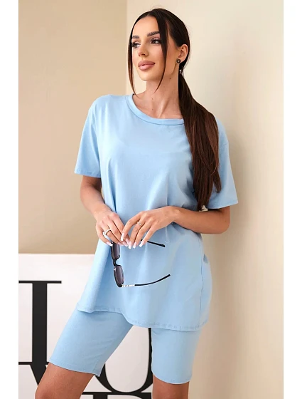 Dámský bavlněný komplet s krátkým rukávem a šortkami žlutý Dámský bavlněný komplet s krátkým rukávem a šortkami žlutý