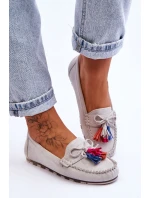 Semišové Mokasíny S Mašlí A šedá model 21616685 - Boto Semišové Mokasíny S Mašlí A šedá model 21616685 - Boto