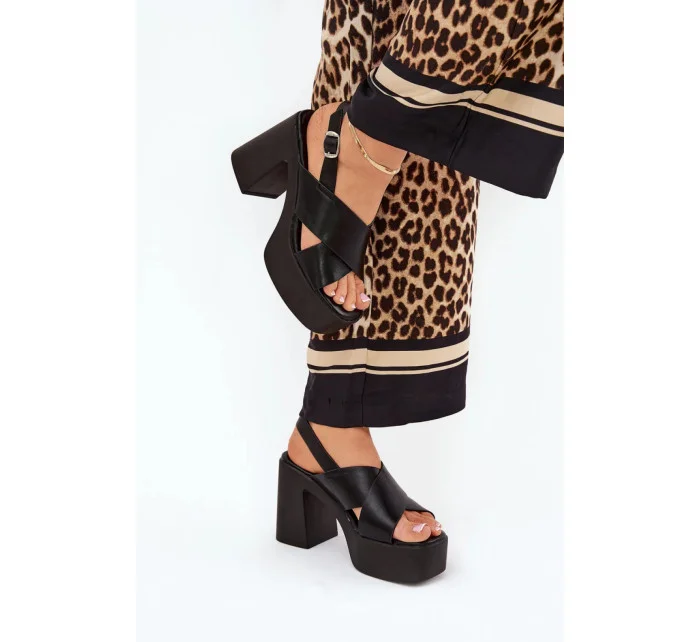 Sandály na podpatku 218-3 černé - Step in style Sandály na podpatku 218-3 černé - Step in style