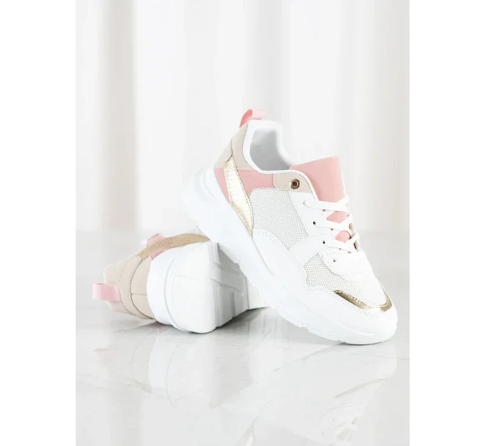 Výborné bílé dámské tenisky bez podpatku Výborné bílé dámské tenisky bez podpatku