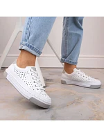 Rieker W RKR642 bílá kožená prolamovaná obuv