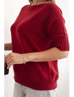 Dámský svetr z viskózy s krátkým rukávem bordový