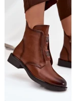 Dámské boty s izolací na nízkém podpatku s ozdobami hnědé model 21712145 - EVENTO Dámské boty s izolací na nízkém podpatku s ozdobami hnědé model 21712145 - EVENTO