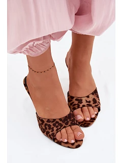 Pantofle z imitace semiše na jehlovém podpatku leopardí vzor model 22103089 - Boto