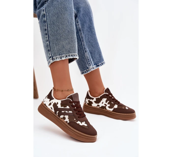 Dámské tenisky na platformě – hnědé Denissa Dámské tenisky na platformě – hnědé Denissa