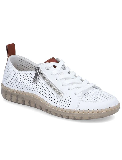 Dámská kožená prolamovaná bílá polobotka Rieker N2405-80