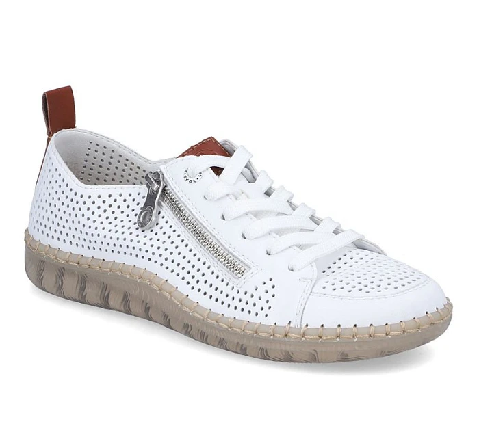 Dámská kožená prolamovaná bílá polobotka Rieker N2405-80