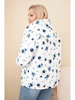 Dámská jarní bunda Plus Size s drobným květinovým vzorem tmavě modrá