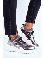 Kožené Sportovní Obuv Sneakers GOE GG2N3040 Stříbrné Kožené Sportovní Obuv Sneakers GOE GG2N3040 Stříbrné