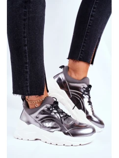 Kožené Sportovní Obuv Sneakers GOE GG2N3040 Stříbrné