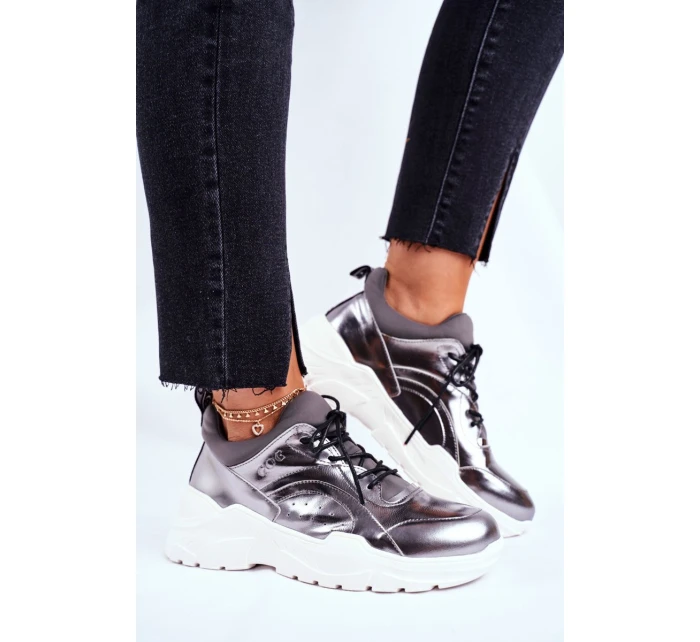 Kožené Sportovní Obuv Sneakers GOE GG2N3040 Stříbrné Kožené Sportovní Obuv Sneakers GOE GG2N3040 Stříbrné