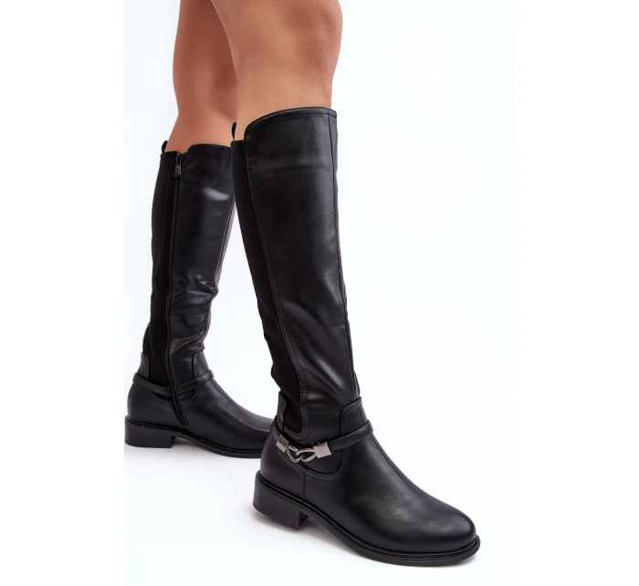 Dámské zateplené koleno vysoké boty SBarski HY07-329 Černé Dámské zateplené koleno vysoké boty SBarski HY07-329 Černé