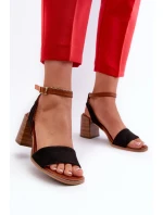 Dámské sandály na podpatku z ekologického semiše černé Ronvia Dámské sandály na podpatku z ekologického semiše černé Ronvia