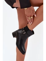 Zateplené dámské boty na podpatku s páskem a přezkou černé Sylira Zateplené dámské boty na podpatku s páskem a přezkou černé Sylira