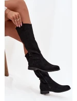 Dámské Kozačky Síťované Na Ploché Podpatky S   Černé model 21713644 - S.Barski