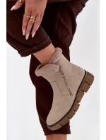 Dámské sněhule na platformě s kožešinou Béžové model 21714514 - EVENTO