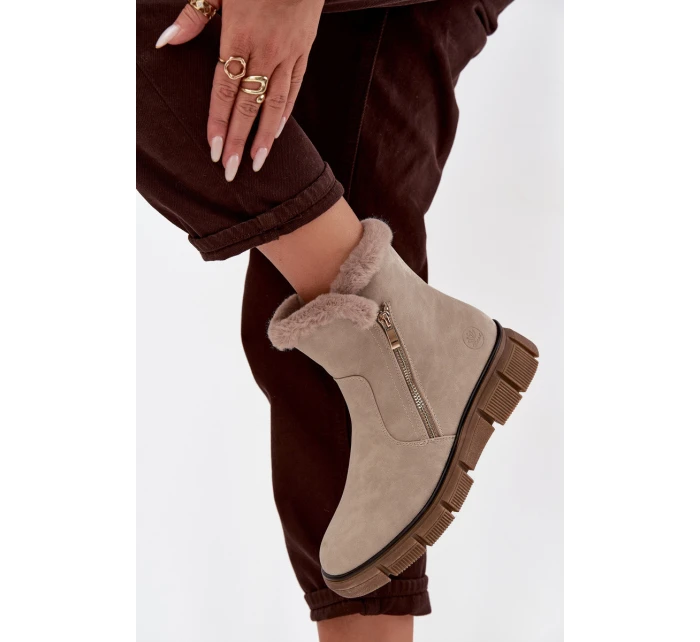 Dámské sněhule na platformě s kožešinou Béžové model 21714514 - EVENTO