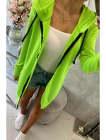 Šaty s kapucí a kapucí zelené neonové barvy