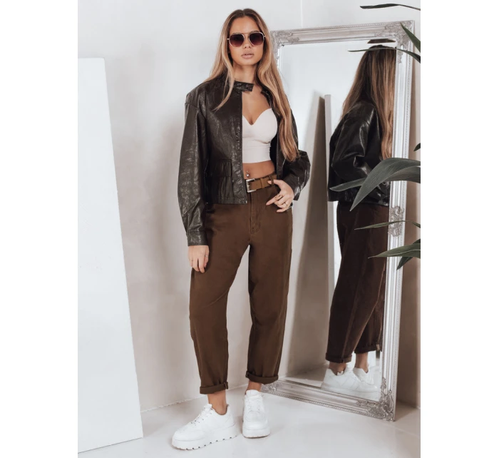 Dámské džíny mom fit hnědé FashionStreet UY2844