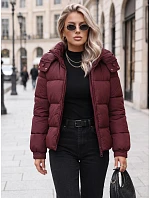 Kurtka damska zimowa pikowana z kapturem bordowa FashionStreet TY5749 Kurtka damska zimowa pikowana z kapturem bordowa FashionStreet TY5749