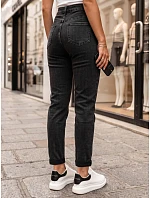 Jeansy damskie mom fit z wysokim stanem czarne FashionStreet ZY3115