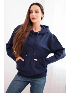 Dámská mikina s kapucí a klokaní kapsou modrá