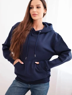 Dámská mikina s kapucí a klokaní kapsou modrá