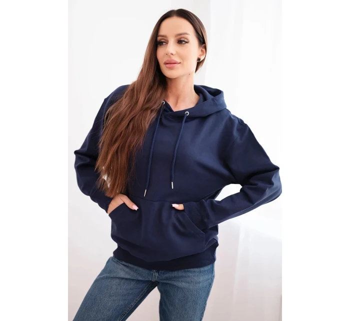 Dámská mikina s kapucí a klokaní kapsou modrá