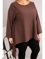 Dámská tunika Plus Size bavlněná s asymetrickým střihem hnědá Dámská tunika Plus Size bavlněná s asymetrickým střihem hnědá