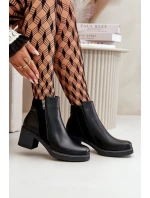 Dámské Botky Z Eko Kůže Na Podpatku Zateplené Černé model 21669129 - Boto Dámské Botky Z Eko Kůže Na Podpatku Zateplené Černé model 21669129 - Boto