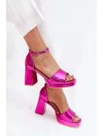 Lakovane Dámské Sandály Na Podpatku Fuchsie Marila