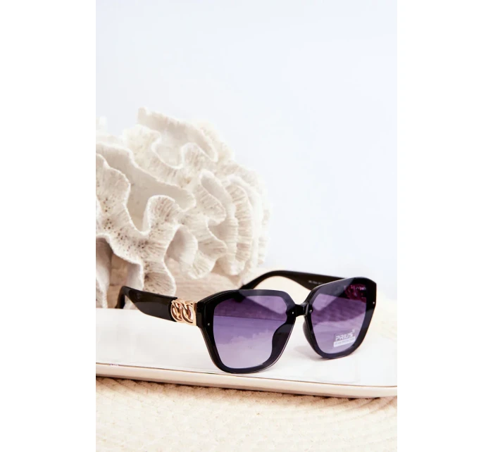 Dámské sluneční brýle se zlatými detaily UV400 černá