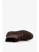 Semišové Zateplené Pánské Kotníkové Boty na Zip Big Star Hnědé