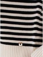 Dámský pruhovaný svetr beige Dstreet model 21991011 - FashionStreet