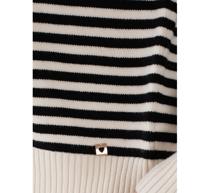 Dámský pruhovaný svetr beige Dstreet model 21991011 - FashionStreet