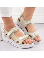 Pohodlné sandály na suchý zip Rieker W RKR691 beige