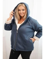 Dámská bunda Plus Size s kapucí a model 21439206 džínová - K-Fashion
