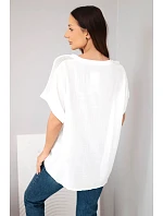 Dámská bavlněná oversize halenka s kapsou a model 22214673 bílá - K-Fashion Dámská bavlněná oversize halenka s kapsou a model 22214673 bílá - K-Fashion