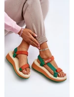 Dámské sandály na platformě a klíně Big Star NN274A053 zeleno-oranžové Dámské sandály na platformě a klíně Big Star NN274A053 zeleno-oranžové