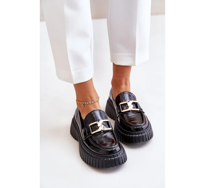 model 21673783 Lakované Polobotky Mokasíny Dámské Z Přírodní Kůže Tmavě Zelené - Zazoo