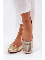 Elegantní Dámské Baletky S Dekorací model 21690098 Zlaté - VINCEZA Elegantní Dámské Baletky S Dekorací model 21690098 Zlaté - VINCEZA