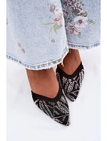 Ozdobené sandály s na jehlovém podpatku Černé model 22111307 - Boto