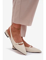 Kožené sandály na nízkém podpatku Maciejka K7449-22 Světle béžové