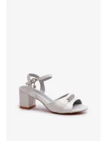 Sandály na podpatku 20241 stříbrné - Step in style