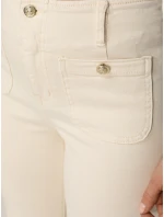 Dámské džíny s vysokým pasem a širokými nohavicemi ecru FashionStreet UY2874 Dámské džíny s vysokým pasem a širokými nohavicemi ecru FashionStreet UY2874